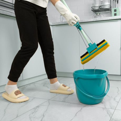 Швабра отжимная, 110 см, губка PVA 26х5,5х6 см, телескопическая рукоятка, бирюзовая, Home Palisad