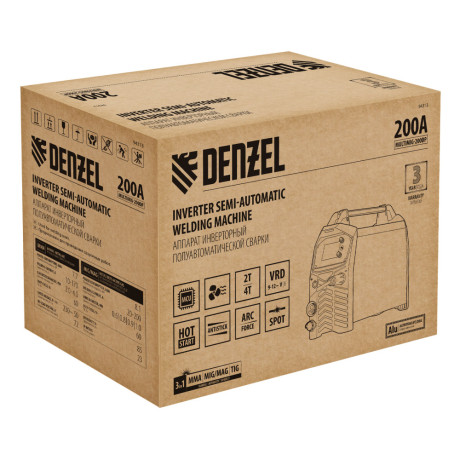 Аппарат инвертор. полуавтомат. сварки MultiMIG-200DP Synergy Double Pulse, 200 А, ПВ 80% Denzel