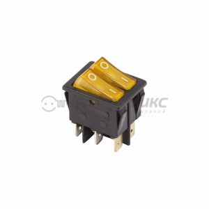 REXANT выкл. клавишный 250V 15А (6с) ON-OFF желтый с инд. ДВОЙНОЙ цена за шт , (10!),36-2413