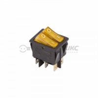 REXANT выкл. клавишный 250V 15А (6с) ON-OFF желтый с инд. ДВОЙНОЙ цена за шт , (10!),36-2413