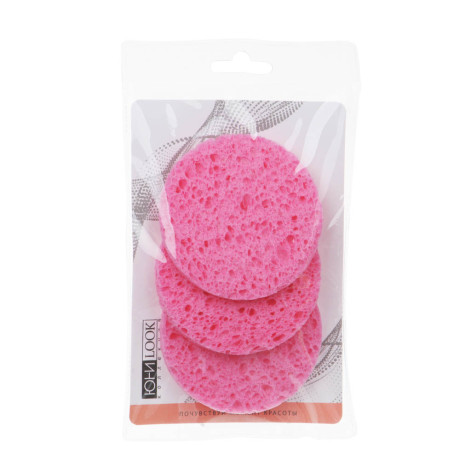 ЮНИLOOK Набор спонжей для умывания 3шт, целлюлоза, 7x0,8см