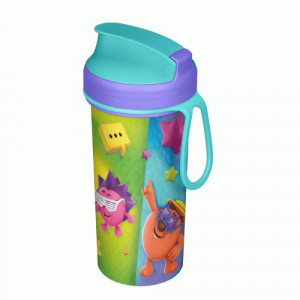 Стакан детский с крышкой, петлей и декором 400мл "СМЕШАРИКИ" сиреневый 431335803 Бытпласт