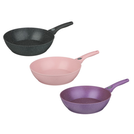 Сковорода глубокая литая тм SATOSHI Ботаника d28см, антиприг.покр. мрамор, съем. ручка, инд, 3 цвета