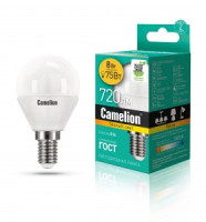 Camelion Шар G45 E14 8W(720 220°) 3000K 2K матов. 80x45 пластик LED8-G45/830/E14