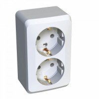 Systeme Electric Этюд роз. ОУ 2 мест. бел. (пл.осн., земля) PA16-007B (16!)