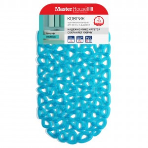 Коврик д/ванной на присосках ТЕНЕРИФЕ 36*68см, ПВХ, бирюзовый, овальный, 60417 Master House