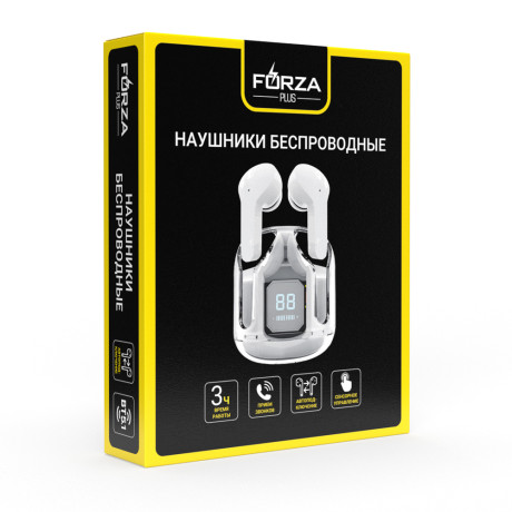 FORZA TWS Наушники SnowPods внутриканальные, 30/150mAh, индикация уровня заряда наушников, белый