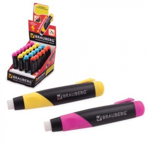 Резинка стир. BRAUBERG "Blaster", в пластиковом футляре, выдвижная, в дисплее, ассорти, 223593