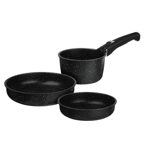 SATOSHI Нера Наб.пос. 4пр съемная ручка, ковш 1,3л, сковороды 20,24см, антиприг.мрамор, индукция