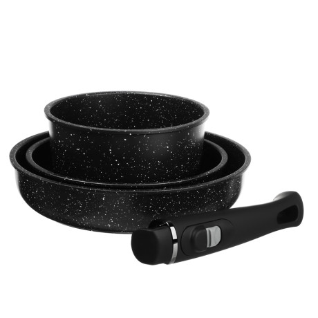 SATOSHI Нера Наб.пос. 4пр съемная ручка, ковш 1,3л, сковороды 20,24см, антиприг.мрамор, индукция