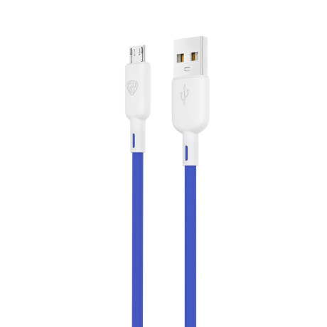 BY Кабель для зарядки Bright microUSB, 1м, Быстрая зарядка 3А, QC, PD 20W, силикон, сине-серый