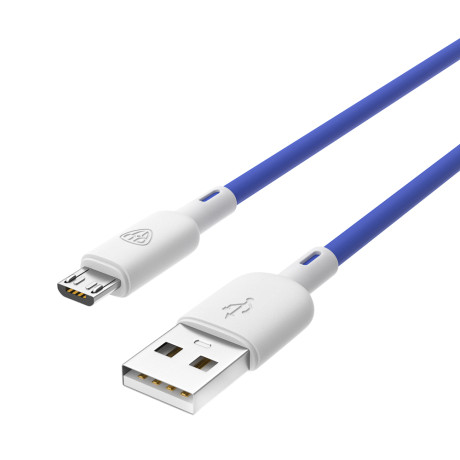 BY Кабель для зарядки Bright microUSB, 1м, Быстрая зарядка 3А, QC, PD 20W, силикон, сине-серый