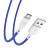 BY Кабель для зарядки Bright microUSB, 1м, Быстрая зарядка 3А, QC, PD 20W, силикон, сине-серый