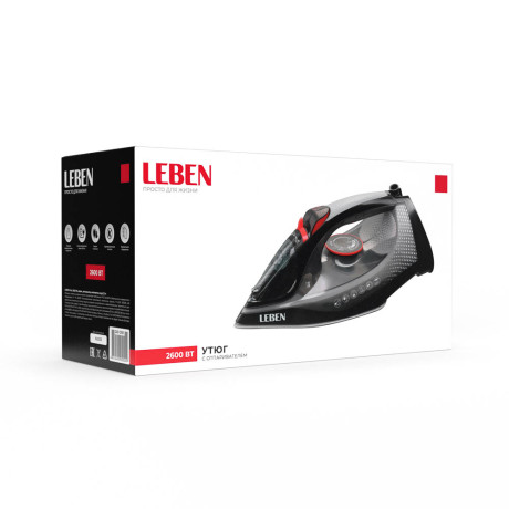 LEBEN Утюг 2600ВТ керам, антинакипь антикапля шнур 2,2м