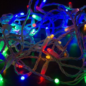 Гирлянда-нить ул. 100LED разноцв. 10м, бел.ПВХ, без б/п (код677681) IP65 соед. 305-169 Neon Night