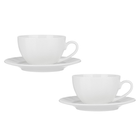 Набор чайный 4 пр., 230мл, MILLIMI, белый рельеф, фарфор