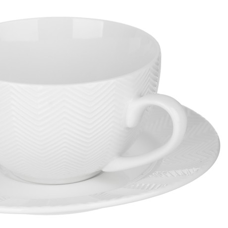 Набор чайный 4 пр., 230мл, MILLIMI, белый рельеф, фарфор