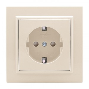 EKF Минск Розетка 1-мест. СП с/з 16А бежевый с защ. штор. ERR16-028-200