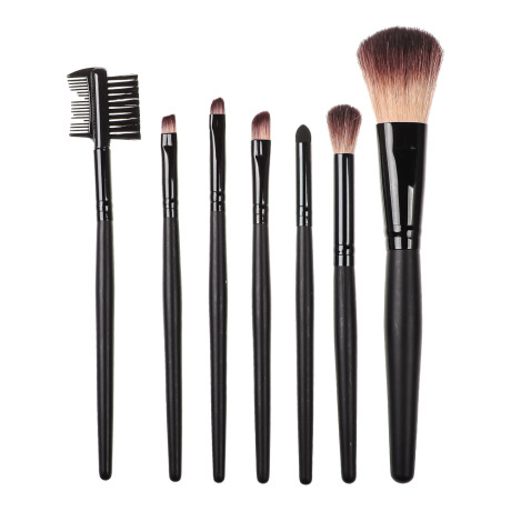 Набор кистей для макияжа 7шт професс тм ЮНИLOOK, дерево, синтетич.нейлон, 15см, черный, 26905-26