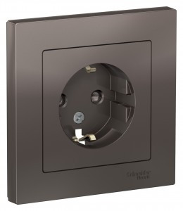 Systeme Electric AtlasDesign роз. СУ 1 мест. мокко (пл.осн., земля, штор.) ATN000644 (10!)