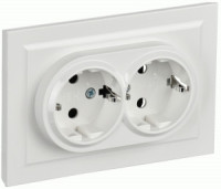 IEK BRITE роз. СУ 2 мест. земля  16А РС12-3-БрБ белый BR-R21-16-K01-F