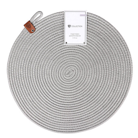 BY COLLECTION Подставка декоративная, d33см, 100% полиэстер, графит