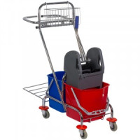 Тележка уборочная, 2 секции,15л,отжим,корзина,держатель для мусорного мешка,OfficeClean Professional
