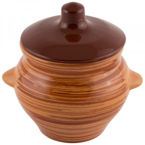 Горшок д/жаркого Полосы, 0,5л, 10,5*10см (кратность 18!!!) керамика 6691