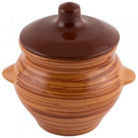 Горшок д/жаркого Полосы, 0,5л, 10,5*10см (кратность 18!!!) керамика 6691