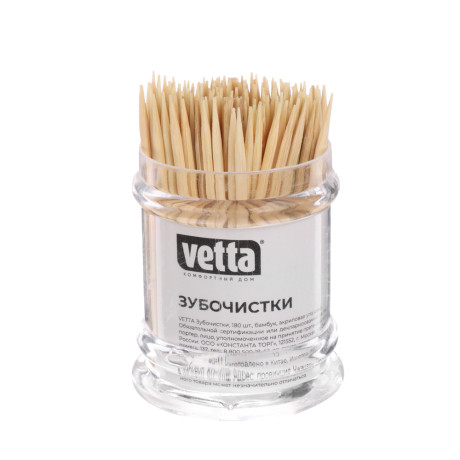 Зубочистки тм VETTA, бамбук, акриловая упаковка, 180шт