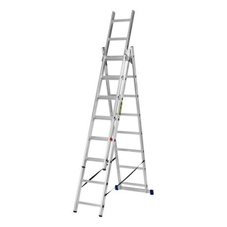 Лестница, 3 х 8 ступеней, алюминиевая, трехсекционная, Сибртех