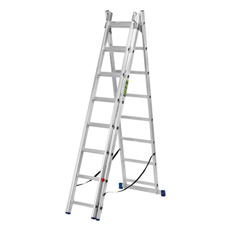 Лестница, 3 х 8 ступеней, алюминиевая, трехсекционная, Сибртех