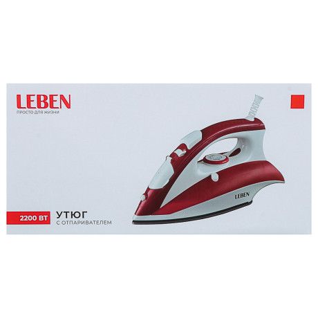 LEBEN Утюг с отпаривателем 2200 Вт, подошва - керамическое покрытие, ES-5198