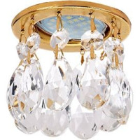 Ecola CR1006 MR16 GU5.3 св-к Круг Стекло каплевидные хруст. Прозр./золото 84x100 FE16RVECB (10!)