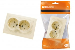 TDM Таймыр роз. СУ 2 мест. 16А сл. кость (керам. осн., земля, шторки) (10!) SQ1814-0118