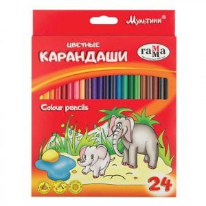 Карандаши цветные ГАММА "Мультики", 24 цвета, заточенные, трехгранные,  05091809, 050918_09