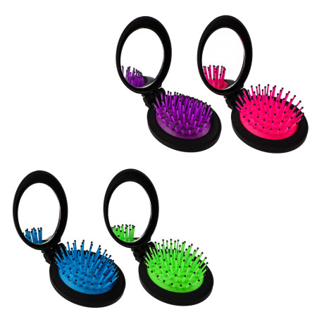 Расческа дорожная тм ЮНИLOOK, с зеркалом пластик, стекло, 6х8см, 4 цвета