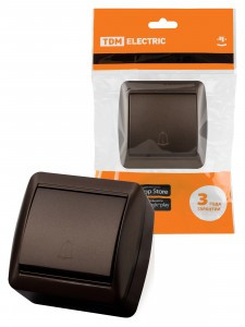 TDM Селигер выкл. ОУ 1 кл. кнопка звонка IP44 6А шоколад SQ1818-0216