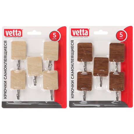 Крючки самоклеящиеся тм VETTA, металл, PS, 2 цвета, 5шт