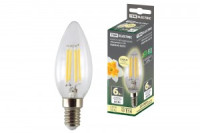 TDM Лампа св/д Филамент Свеча E14 6W 2700K 2K С37-6Вт-230В-2700К–E14 (10!) SQ0340-0275