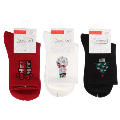 GALANTE Носки новогодние, р.23-25, 85% хлопок, 15% спандекс, разноцветные