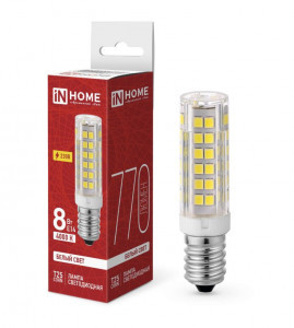 ASD/InHome лампа св/д LED-T25-CORN E14  8W(770lm) 4000K 4K 65x16 кукуруза (для холод, шв.машин)0361