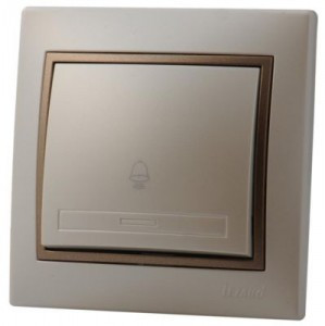 Lezard Мира кнопка звон. СУ 1 кл. 16А перламутр с коричн. вставкой (корпус PC) 701-3031-103