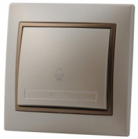 Lezard Мира кнопка звон. СУ 1 кл. 16А перламутр с коричн. вставкой (корпус PC) 701-3031-103