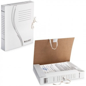 Папка архивная с завязками, микрогофрокартон, 45 мм, до 400 листов, белая, BRAUBERG