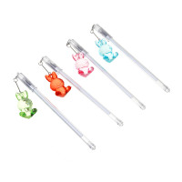 Ручка гелевая синяя, с подвеской - брелоком в форме прозрачного зайца, 4 цвета