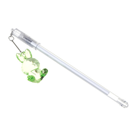 Ручка гелевая синяя, с подвеской - брелоком в форме прозрачного зайца, 4 цвета