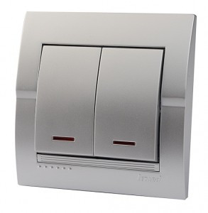 Lezard DERIY выкл. СУ 2 кл. 10А (инд.) металлик серый