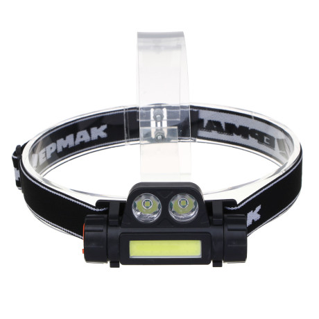 Фонарь налобный тм ЕРМАК, COB LED, 2 режима, 800мАч, зарядка USB, пластик, 92х35х45 мм