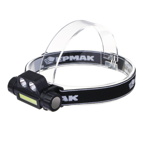 Фонарь налобный тм ЕРМАК, COB LED, 2 режима, 800мАч, зарядка USB, пластик, 92х35х45 мм